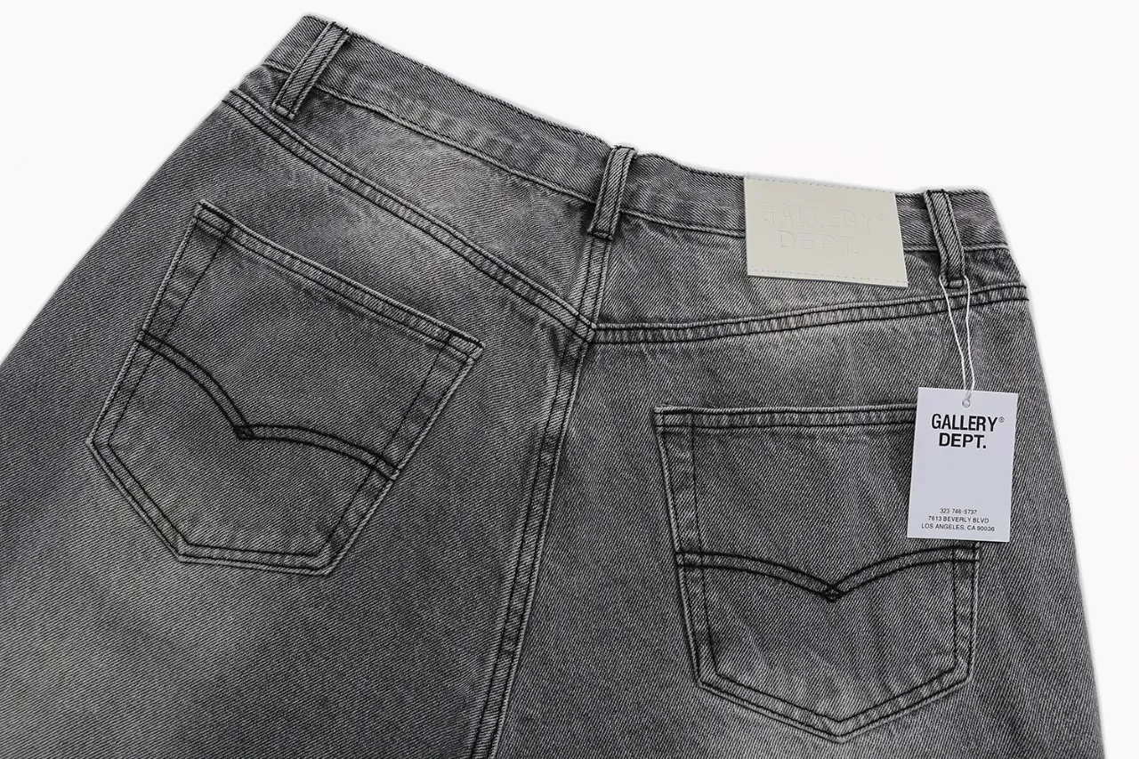 p230 (detail picture) 639#Gallery Dept New Basic Washed Smoke Gray Flared Splicing Jeans American Retro Casual Pants Smoke Gray S~XL